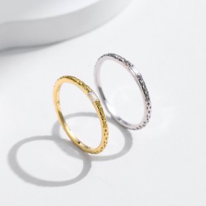 925 Sterling Silver Foil Texture Solitaire Ring 70100479