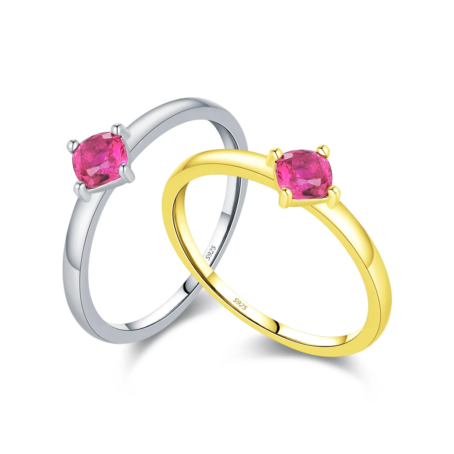 925 Sterling Silver Vintage Ruby Red Solitaire Ring 70100481