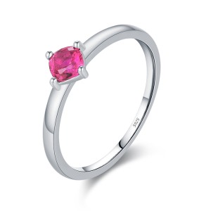 925 Sterling Silver Vintage Ruby Red Solitaire Ring 70100481