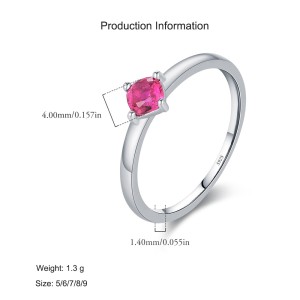 925 Sterling Silver Vintage Ruby Red Solitaire Ring 70100481