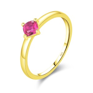 925 Sterling Silver Vintage Ruby Red Solitaire Ring 70100481