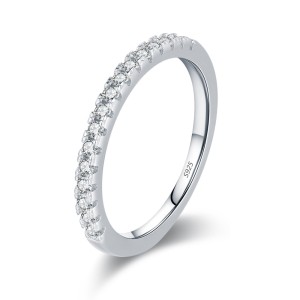 925 Sterling Silver CZ Minimalist Stacking Band Ring 70100483