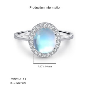 925 Sterling Silver Moonstone CZ Halo Ring 70100485