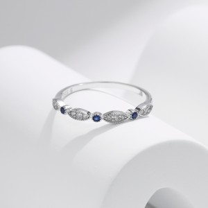 925 Sterling Silver Minimalist Blue CZ Stacking Ring 70100486 925 Sterling Silver Minimalist Blue CZ Stacking Ring 70100486