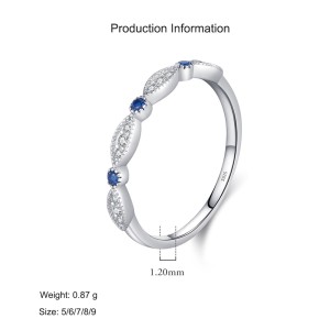 925 Sterling Silver Minimalist Blue CZ Stacking Ring 70100486 925 Sterling Silver Minimalist Blue CZ Stacking Ring 70100486