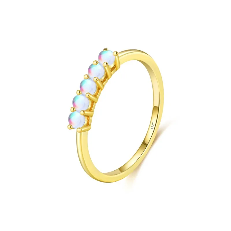 925 Sterling Silver Minimalist Moonstone Stackable Ring 70100487