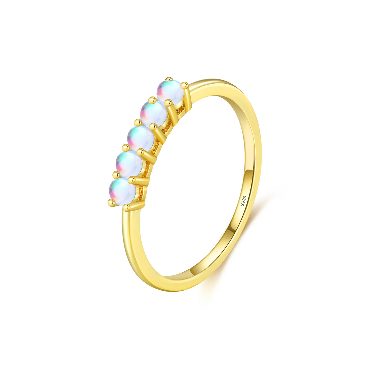 925 Sterling Silver Minimalist Moonstone Stackable Ring 70100487 925 Sterling Silver Minimalist Moonstone Stackable Ring 70100487