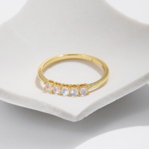 925 Sterling Silver Minimalist Moonstone Stackable Ring 70100487 925 Sterling Silver Minimalist Moonstone Stackable Ring 70100487