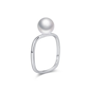 925 Sterling Silver Square Pearl Ring 70100490