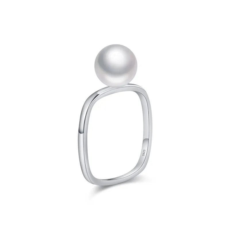 925 Sterling Silver Square Pearl Ring 70100490