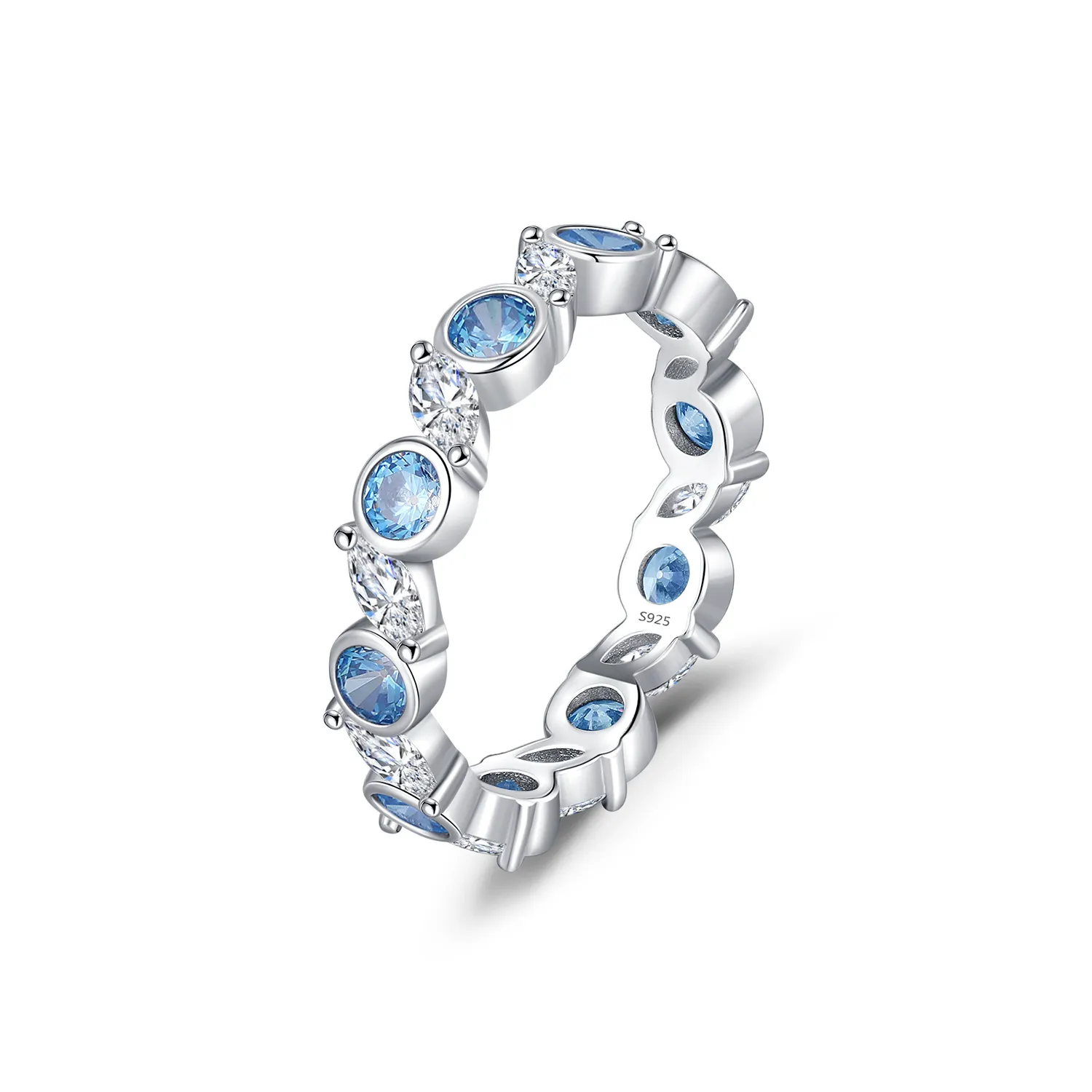 925 Sterling Silver Blue Topaz Inspired Eternity Band Ring 70100494 925 Sterling Silver Blue Topaz Inspired Eternity Band Ring 70100494