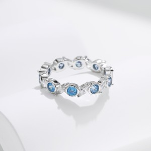 925 Sterling Silver Blue Topaz Inspired Eternity Band Ring 70100494 925 Sterling Silver Blue Topaz Inspired Eternity Band Ring 70100494