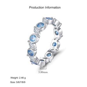 925 Sterling Silver Blue Topaz Inspired Eternity Band Ring 70100494 925 Sterling Silver Blue Topaz Inspired Eternity Band Ring 70100494