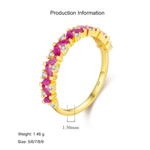 925 Sterling Silver Ruby Red Zirconi Band Ring 70100497