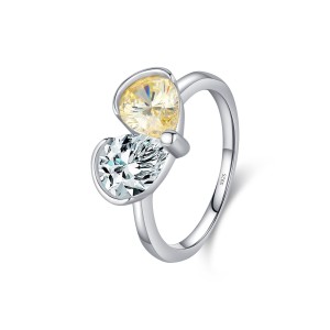 925 Sterling Silver Two-Tone Teardrop Zircon Ring 70100498