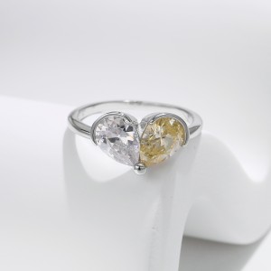 925 Sterling Silver Two-Tone Teardrop Zircon Ring 70100498