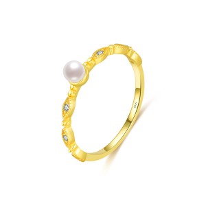 925 Sterling Silver Pearl Zircon Stackable Ring 70100499