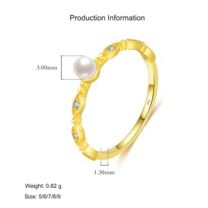 925 Sterling Silver Pearl Zircon Stackable Ring 70100499