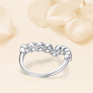 925 Sterling Silver Minimalist Rainbow Zircon Ring 70100502