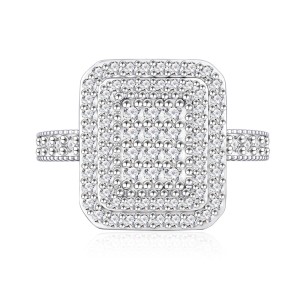 925 Sterling Silver Rectangle Micro-Pavé Zircon Ring 70100503