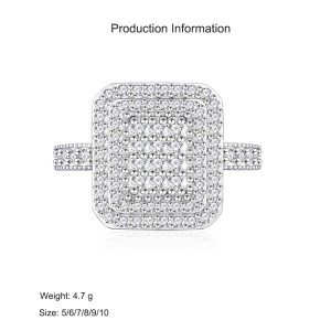 925 Sterling Silver Rectangle Micro-Pavé Zircon Ring 70100503