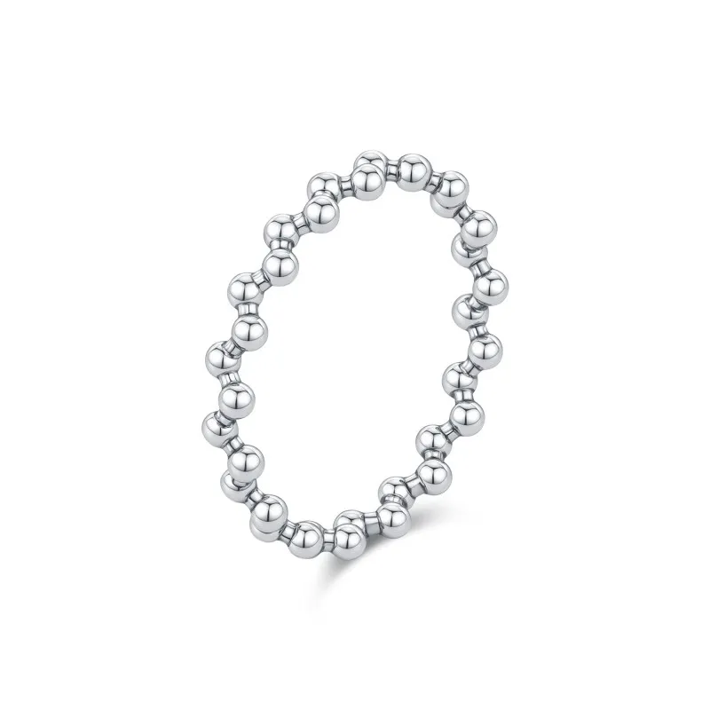 925 Sterling Silver Retro Boho Beaded Ring 70100509