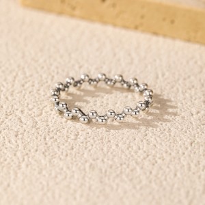 925 Sterling Silver Retro Boho Beaded Ring 70100509 925 Sterling Silver Retro Boho Beaded Ring 70100509