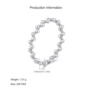 925 Sterling Silver Retro Boho Beaded Ring 70100509 925 Sterling Silver Retro Boho Beaded Ring 70100509