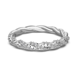 925 Sterling Silver Braided Pave CZ Dual-Texture Ring 70100510