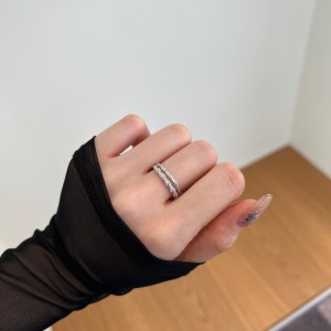 925 Sterling Silver Braided Pave CZ Dual-Texture Ring 70100510