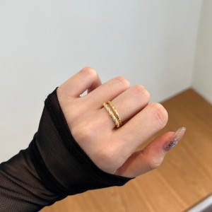 925 Sterling Silver Braided Pave CZ Dual-Texture Ring 70100510