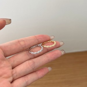 925 Sterling Silver Braided Pave CZ Dual-Texture Ring 70100510