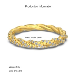 925 Sterling Silver Braided Pave CZ Dual-Texture Ring 70100510