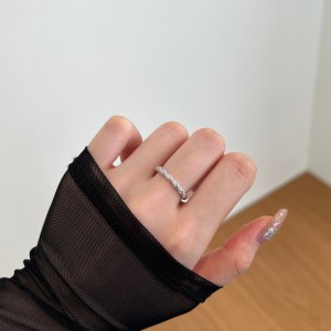 925 Sterling Silver Braided Pave CZ Dual-Texture Ring 70100510