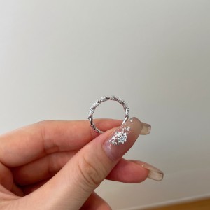 925 Sterling Silver Braided Pave CZ Dual-Texture Ring 70100510