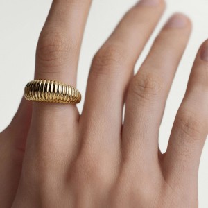 925 Sterling Silver Textured Swirl Dome Band 70100513