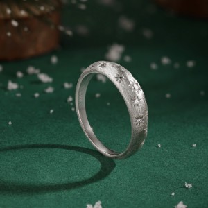 925 Sterling Silver Micro-Pave CZ Full Star Eternity Band Ring 70100516