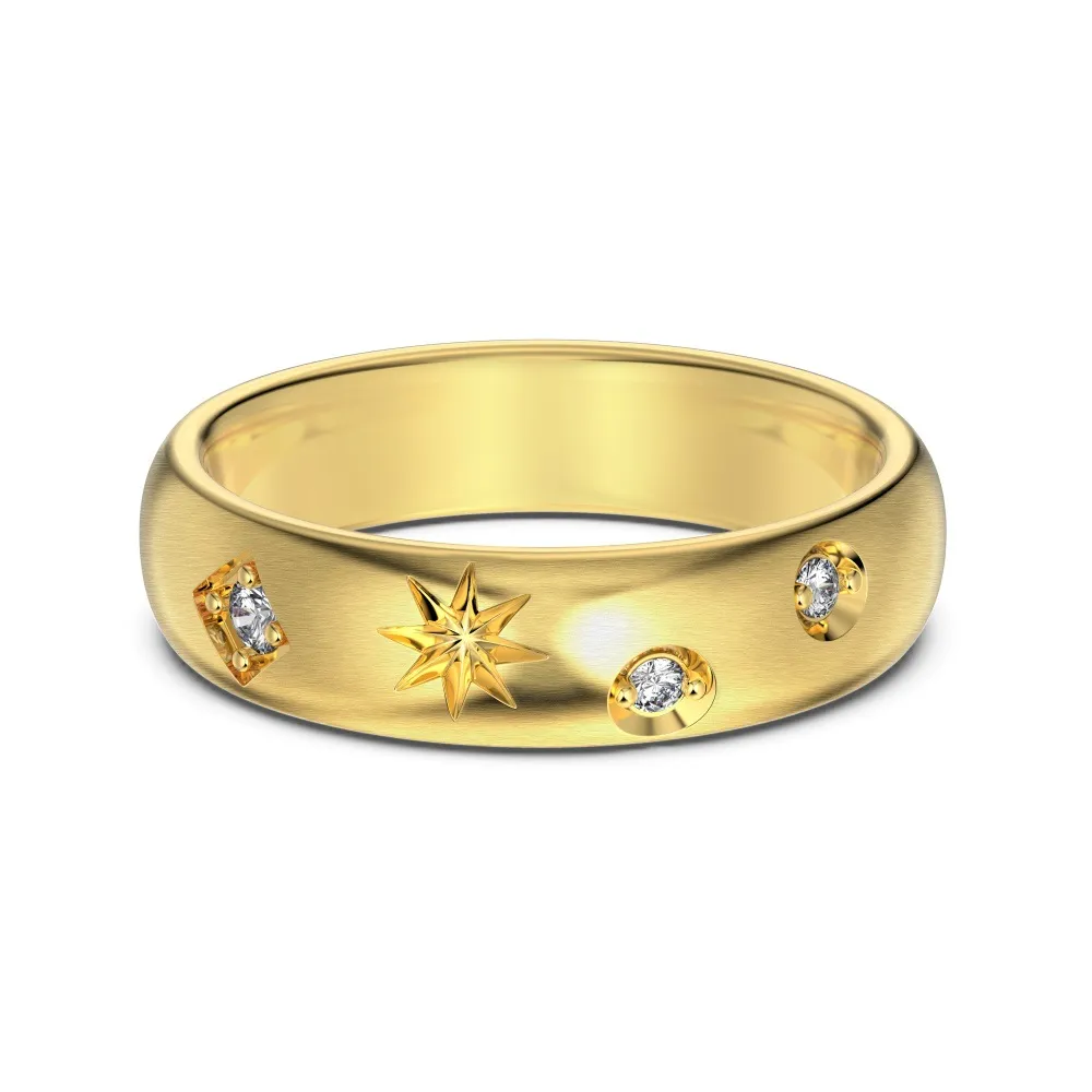 925 Sterling Silver Brushed Finish Pave Star Stacking Ring 70100518 925 Sterling Silver Brushed Finish Pave Star Stacking Ring 70100518