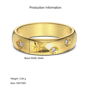 925 Sterling Silver Brushed Finish Pave Star Stacking Ring 70100518 925 Sterling Silver Brushed Finish Pave Star Stacking Ring 70100518