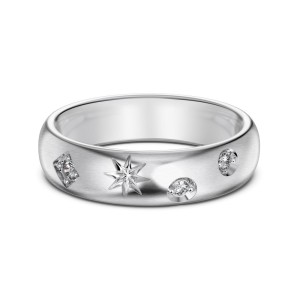 925 Sterling Silver Brushed Finish Pave Star Stacking Ring 70100518 925 Sterling Silver Brushed Finish Pave Star Stacking Ring 70100518