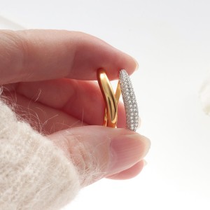 925 Sterling Silver Geometric Bar Pave CZ Stacking Band 70100519