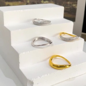 925 Sterling Silver Geometric Bar Pave CZ Stacking Band 70100519