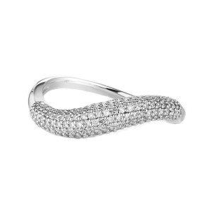 925 Sterling Silver Geometric Bar Pave CZ Stacking Band 70100519