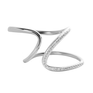 925 Sterling Silver Minimalist Geometric Double Z Pave CZ Ring 70100521 925 Sterling Silver Minimalist Geometric Double Z Pave CZ Ring 70100521