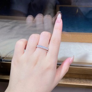 925 Sterling Silver Full Pave CZ Beaded Edge Band Ring 70100522