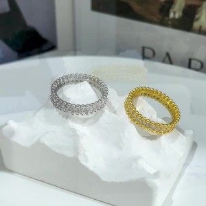 925 Sterling Silver Full Pave CZ Beaded Edge Band Ring 70100522