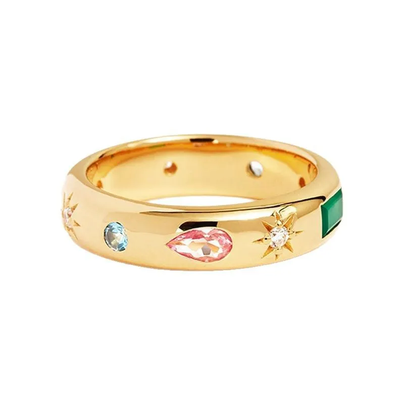 925 Sterling Silver Multi-Color CZ Irregular Geometric Statement Ring 70100523 925 Sterling Silver Multi-Color CZ Irregular Geometric Statement Ring 70100523