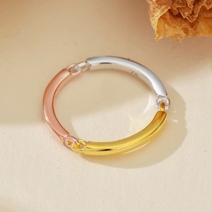 925 Sterling Silver Minimalist Tri-Tone Multi-Metal Band Ring 70100524 925 Sterling Silver Minimalist Tri-Tone Multi-Metal Band Ring 70100524