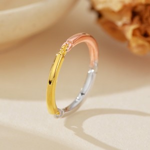 925 Sterling Silver Minimalist Tri-Tone Multi-Metal Band Ring 70100524 925 Sterling Silver Minimalist Tri-Tone Multi-Metal Band Ring 70100524