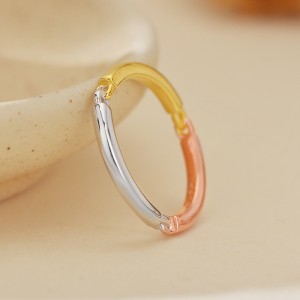 925 Sterling Silver Minimalist Tri-Tone Multi-Metal Band Ring 70100524 925 Sterling Silver Minimalist Tri-Tone Multi-Metal Band Ring 70100524